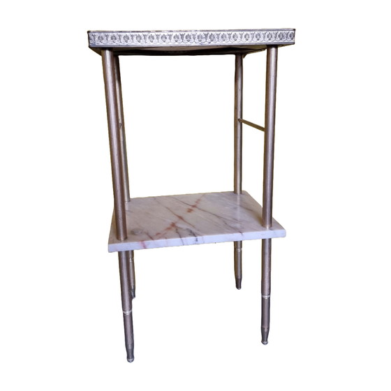 Image 1 of French Side Table Marble And Brass 1970s