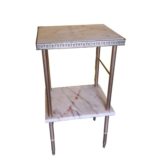 Image 1 of French Side Table Marble And Brass 1970s