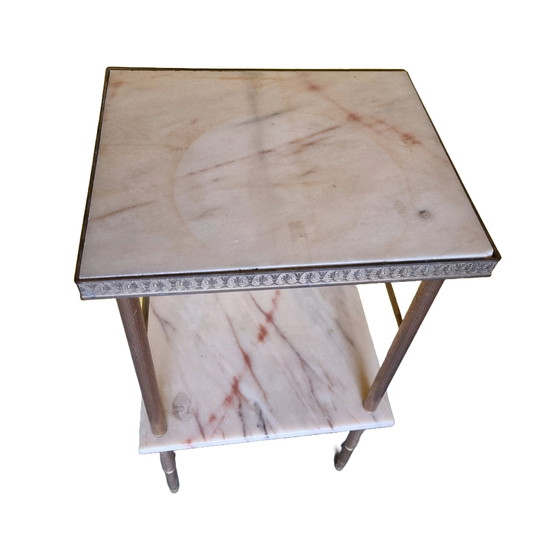 Image 1 of French Side Table Marble And Brass 1970s