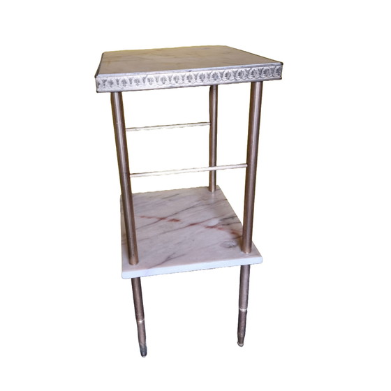 Image 1 of French Side Table Marble And Brass 1970s