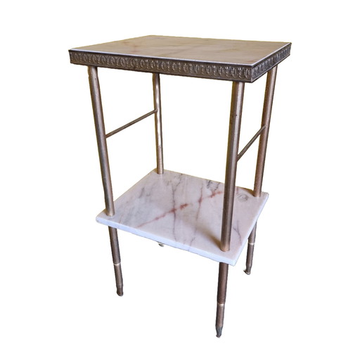 French Side Table Marble And Brass 1970s