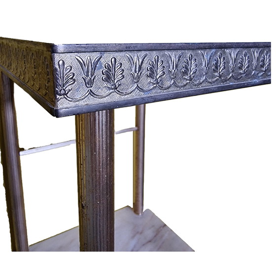 Image 1 of French Side Table Marble And Brass 1970s