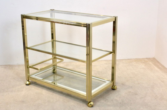 Image 1 of Pierre Vandel Brass and Chrome Bar Cart, France 1970s