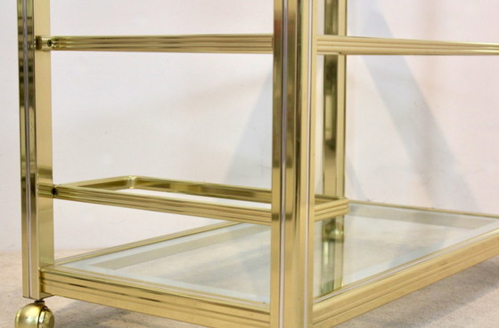 Image 1 of Pierre Vandel Brass and Chrome Bar Cart, France 1970s