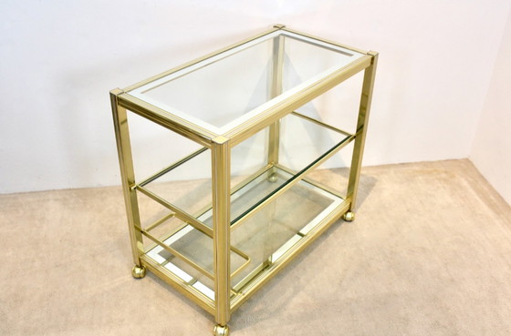 Image 1 of Pierre Vandel Brass and Chrome Bar Cart, France 1970s