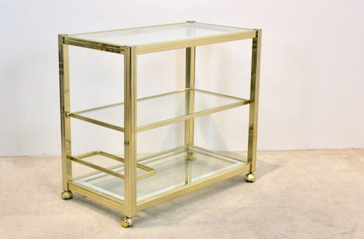 Pierre Vandel Brass and Chrome Bar Cart, France 1970s
