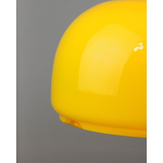 Image 1 of Mid-century yellow glass and brass pendant lamp