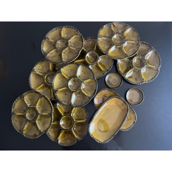 Image 1 of Set di ostriche vintage in terracotta di Gien, 1950