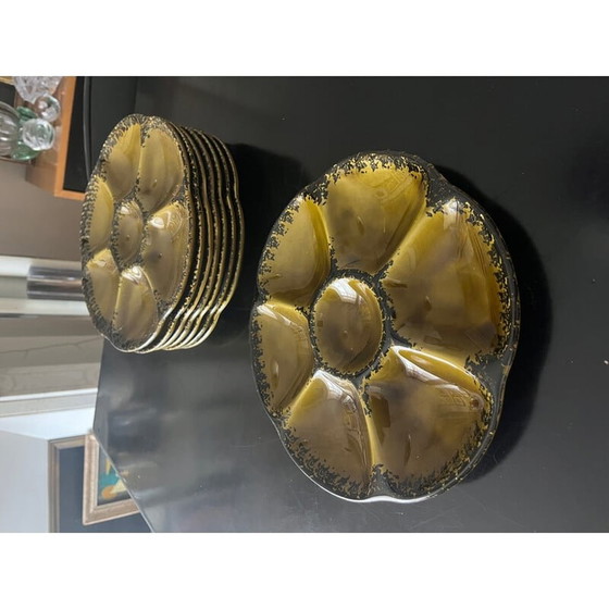 Image 1 of Set di ostriche vintage in terracotta di Gien, 1950
