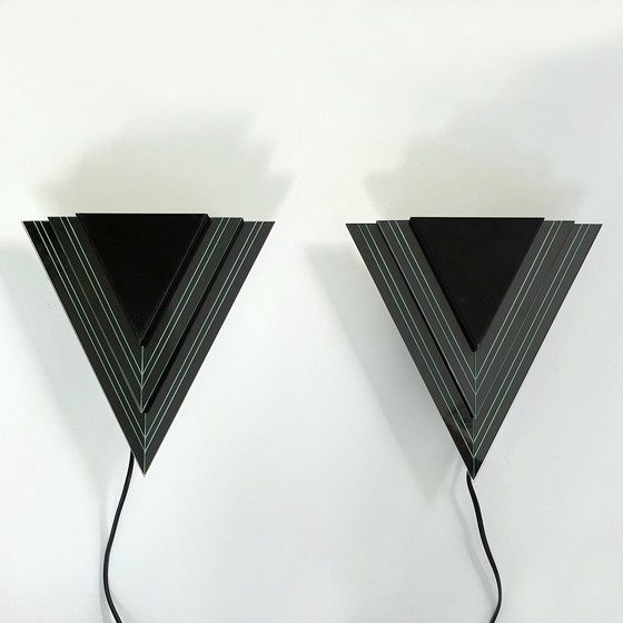 Image 1 of 2 vintage Memphis style wall LAMPS eighties design Herda