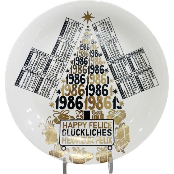 Image 1 of Vintage calendar porcelain plate by Piero Fornasetti, 1986