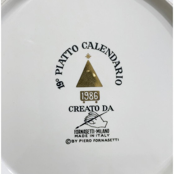 Image 1 of Vintage calendar porcelain plate by Piero Fornasetti, 1986