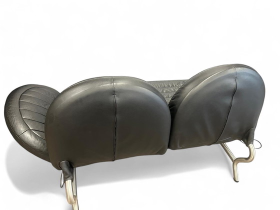 Image 1 of De Sede Ds 455 leather sofa black two-seater relax function