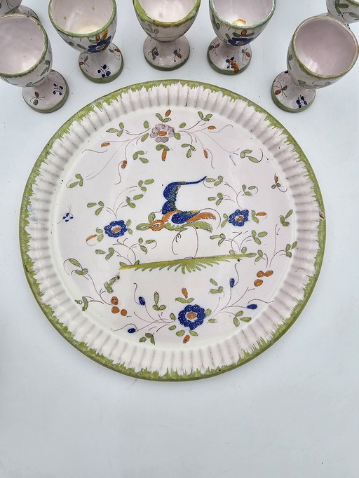 Moustiers set - Plate, Pot And 15 Egg cups