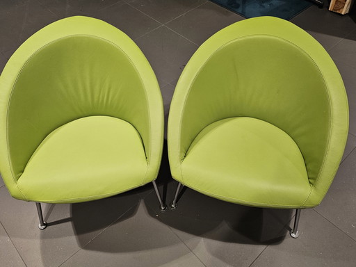 2X Artifort - Hanna, Light green, Leather