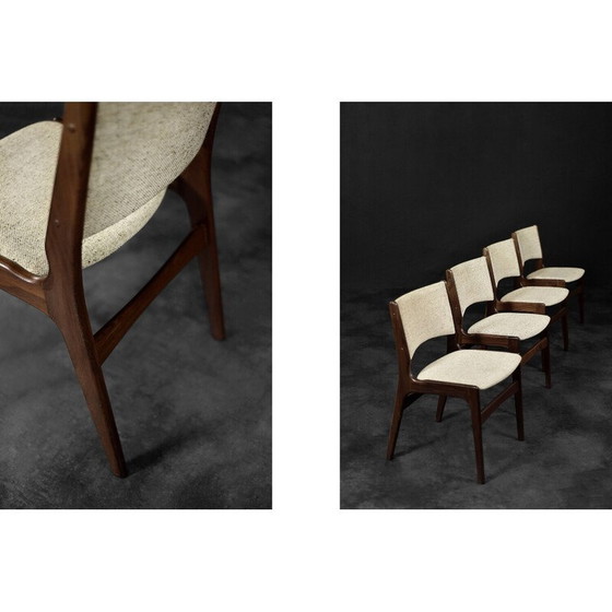 Image 1 of Set of 4 vintage chairs in teak and beige wool by Erik Buch for Anderstrup Møbelfabrik, Denmark 1950