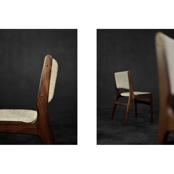Image 1 of Set of 4 vintage chairs in teak and beige wool by Erik Buch for Anderstrup Møbelfabrik, Denmark 1950