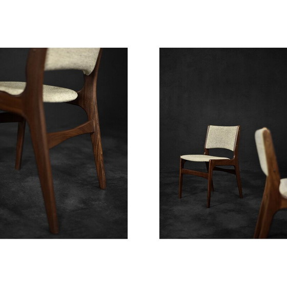 Image 1 of Set of 4 vintage chairs in teak and beige wool by Erik Buch for Anderstrup Møbelfabrik, Denmark 1950