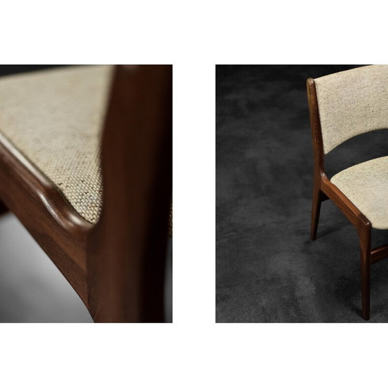 Image 1 of Set of 4 vintage chairs in teak and beige wool by Erik Buch for Anderstrup Møbelfabrik, Denmark 1950