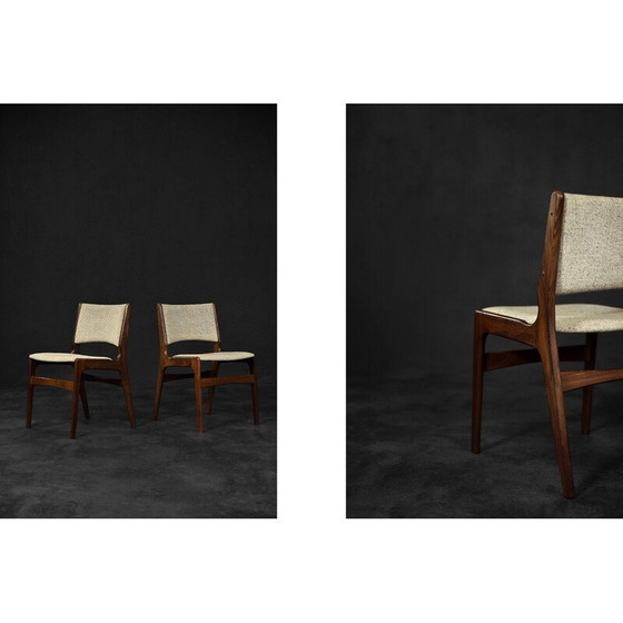 Image 1 of Set of 4 vintage chairs in teak and beige wool by Erik Buch for Anderstrup Møbelfabrik, Denmark 1950