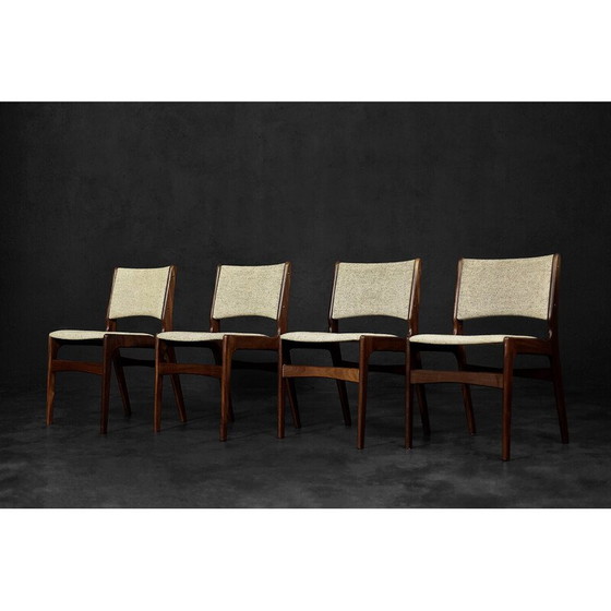 Image 1 of Set of 4 vintage chairs in teak and beige wool by Erik Buch for Anderstrup Møbelfabrik, Denmark 1950