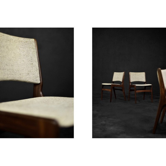 Image 1 of Set of 4 vintage chairs in teak and beige wool by Erik Buch for Anderstrup Møbelfabrik, Denmark 1950