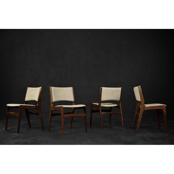 Image 1 of Set of 4 vintage chairs in teak and beige wool by Erik Buch for Anderstrup Møbelfabrik, Denmark 1950