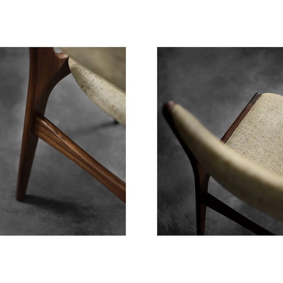 Image 1 of Set of 4 vintage chairs in teak and beige wool by Erik Buch for Anderstrup Møbelfabrik, Denmark 1950