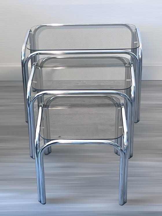 Image 1 of Vintage side tables chrome