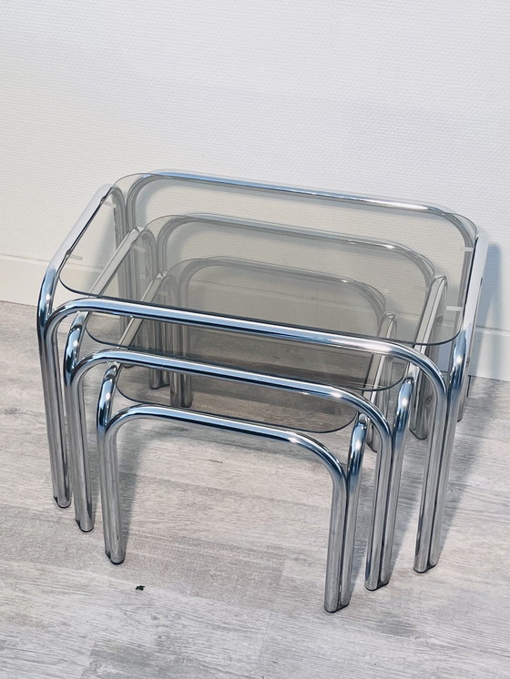 Image 1 of Vintage side tables chrome