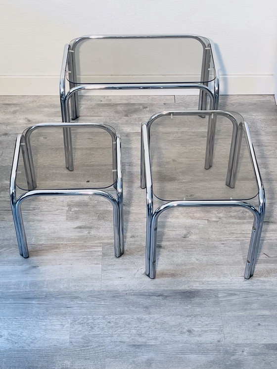 Image 1 of Vintage side tables chrome