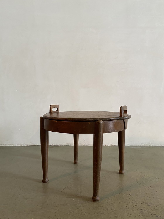 Image 1 of B.J. Hansen Low Stool with Reversible Table Top, Norway, 1960s