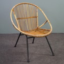 Fauteuil vintage en rotin, design hollandais, 1960