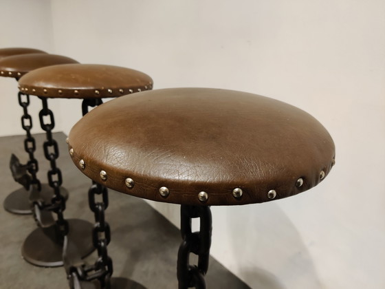 Image 1 of Chain link brutalist bar stools, 1970s