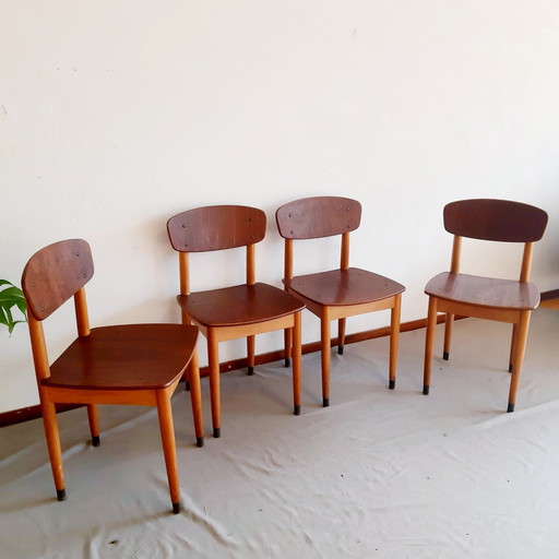 4x Chaises de salle à manger vintage danoises