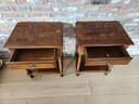 Set of 2 French style cherry bedside tables.