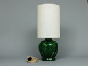 Pieter Groeneveldt (1889-1982) Green glazed table lamp base with cream-colored shade, ca. 1960 