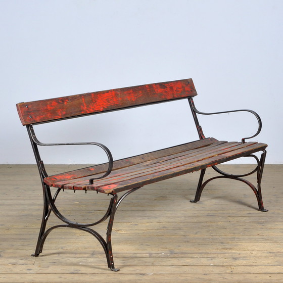 Image 1 of  Riveted iron park bench 1920s 