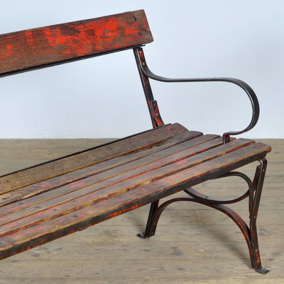 Image 1 of  Riveted iron park bench 1920s 