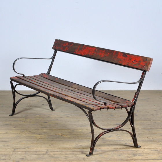 Image 1 of  Riveted iron park bench 1920s 