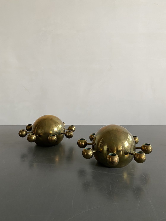 Image 1 of Pair of Torben Orskov Model 156 Brass Candlesticks, Denmark, 1960s