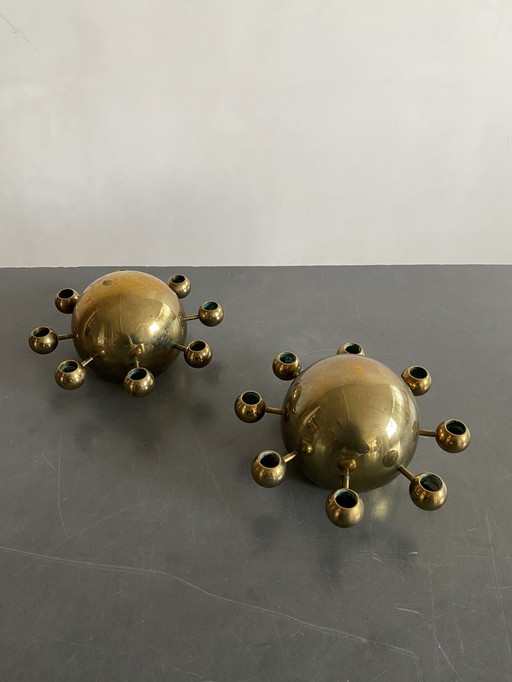 Pair of Torben Orskov Model 156 Brass Candlesticks, Denmark, 1960s