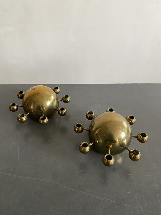 Image 1 of Pair of Torben Orskov Model 156 Brass Candlesticks, Denmark, 1960s