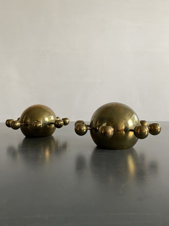 Image 1 of Pair of Torben Orskov Model 156 Brass Candlesticks, Denmark, 1960s