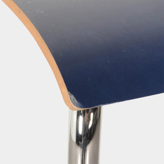 Image 1 of Tabouret de bar design Piiroinen Chip, (design by : Antti Kotilainen) bleu, base à 4 pieds