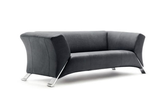 2 Rolf Benz 322 black leather sofas