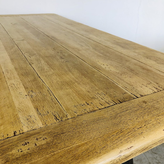 Image 1 of Table de salle à manger industrielle avec piétement machine Oxidaad