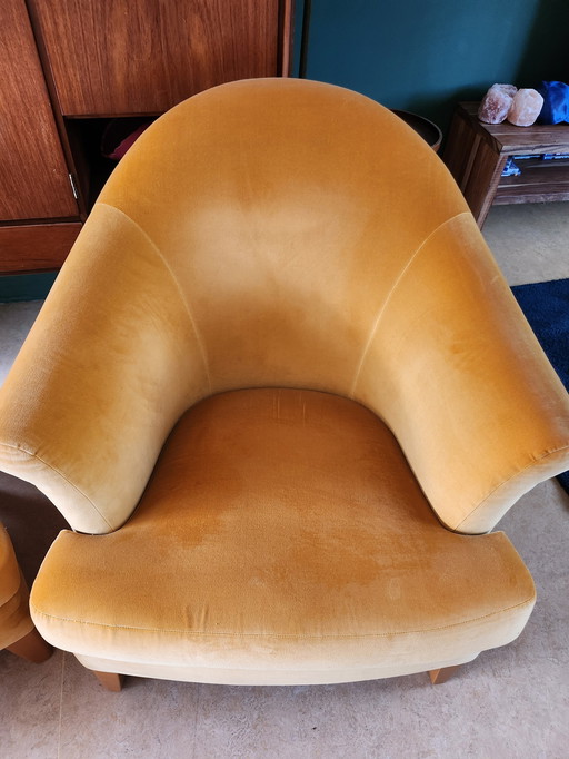 2x Bielefelder velvet armchair