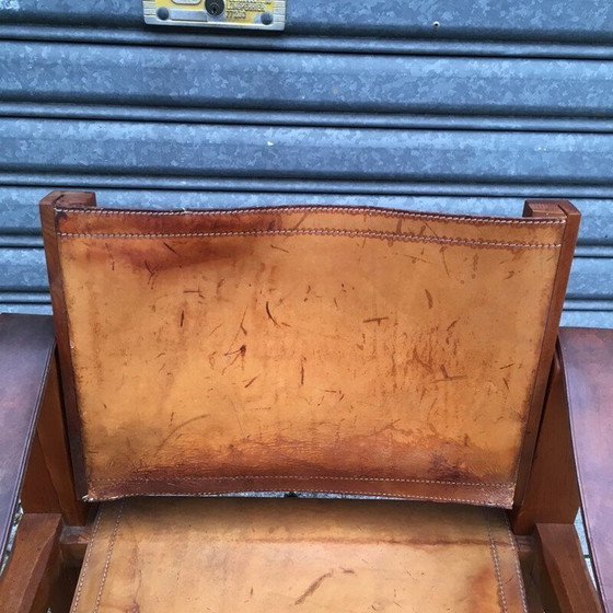 Image 1 of Vintage armchair S10 "Sahara" in leather and elm by Pierre Chapo Circa 1960