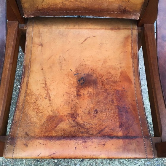 Image 1 of Vintage armchair S10 "Sahara" in leather and elm by Pierre Chapo Circa 1960
